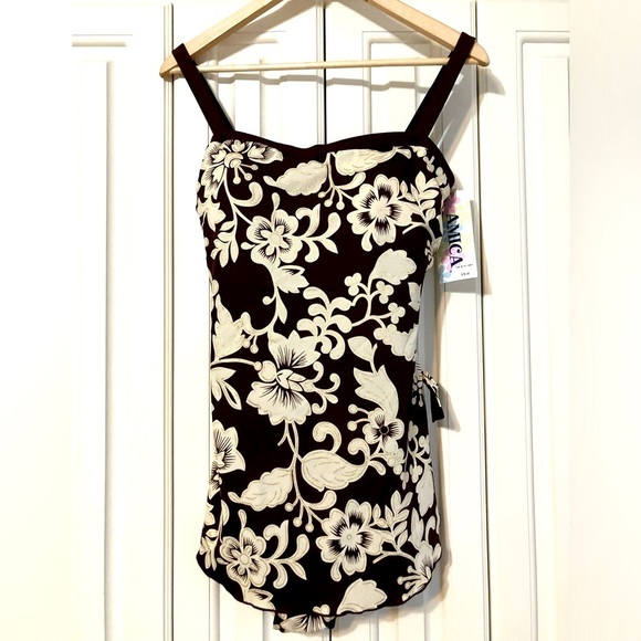 Amica Floral One Piece Swimsuit With Skirt Size 14 NWT - Picture 1 of 11